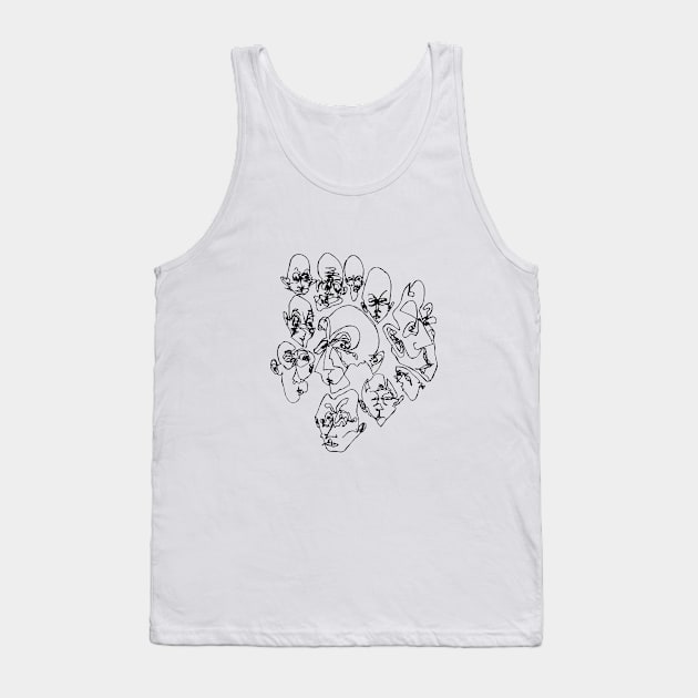 Multiple faces #7 - Psychedelic Ink Drawing with Art Style Tank Top by MrBenny